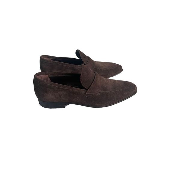 A.Testoni Mens Dark Brown Suede Leather Slip-On Casual Loafer Shoes Size 8.5M main image 7